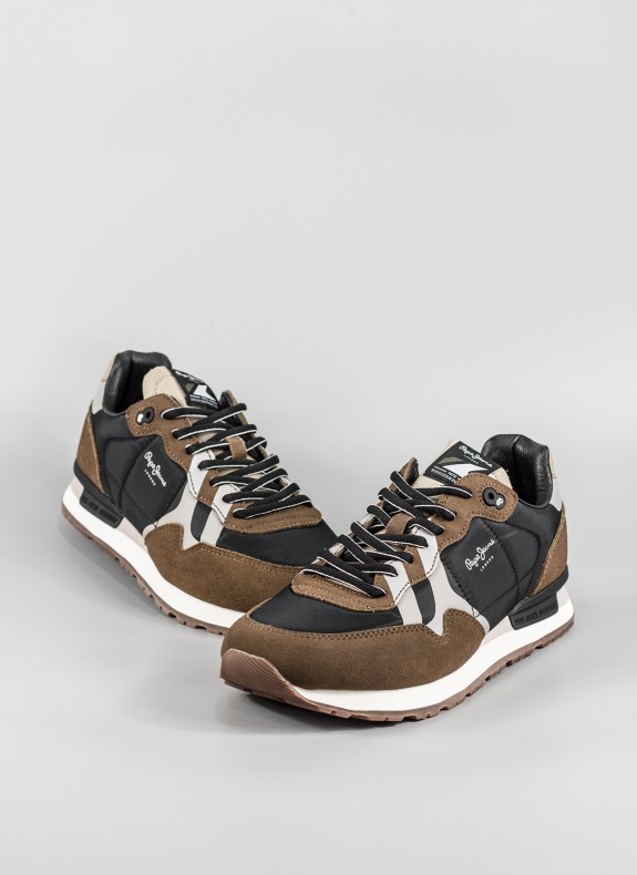 Baskets Pepe Jeans en daim de couleur noire pour homme