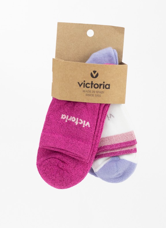 Socken Victoria Baumwolle Lurex fuchsia