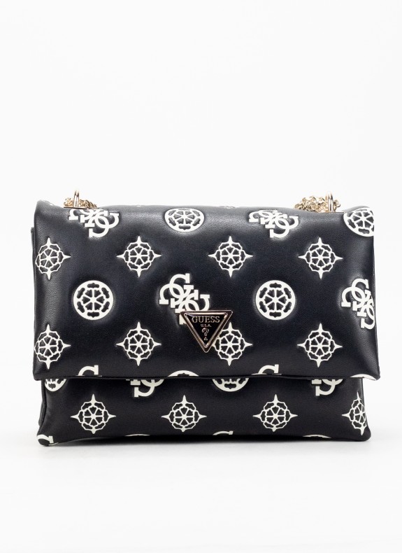 Bolso Guess Deesa Logo Cnrtble Xbody Flap negro