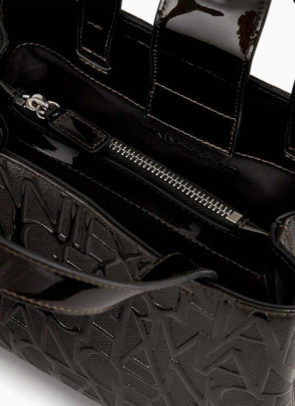 Bolso Armani Exchange tote pequeño grabado negro
