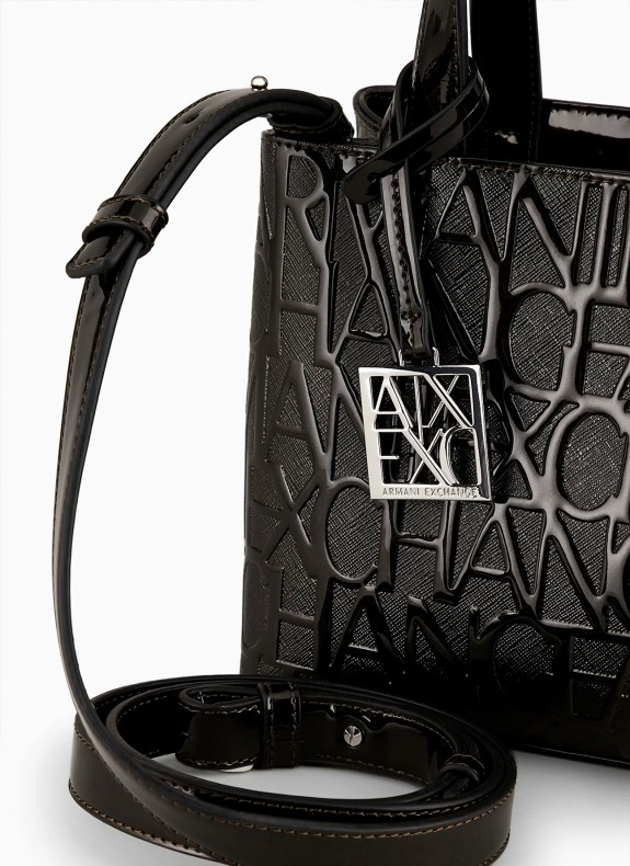 Petit sac tote noir gravé Armani Exchange