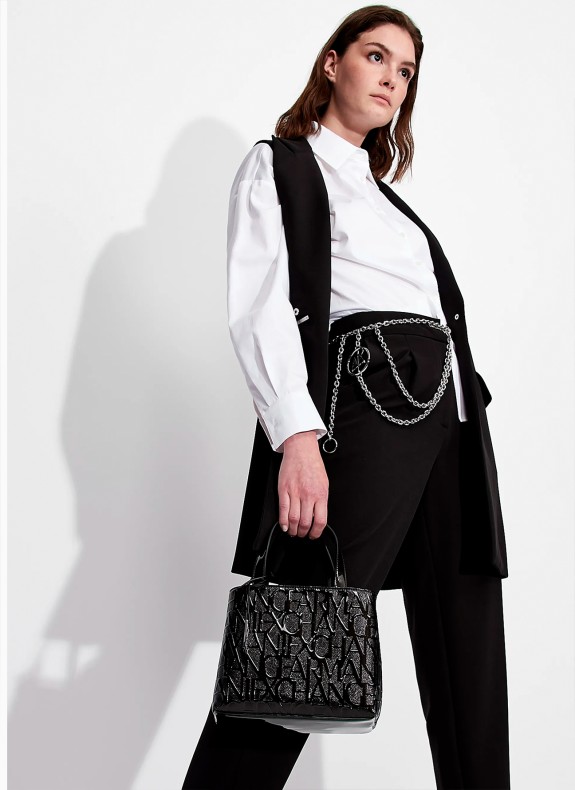 Petit sac tote noir gravé Armani Exchange