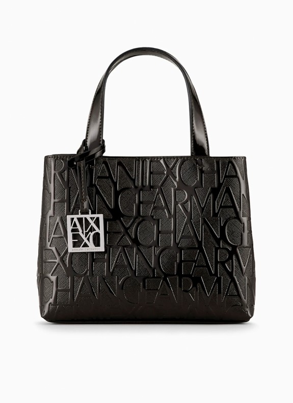 Petit sac tote noir gravé Armani Exchange