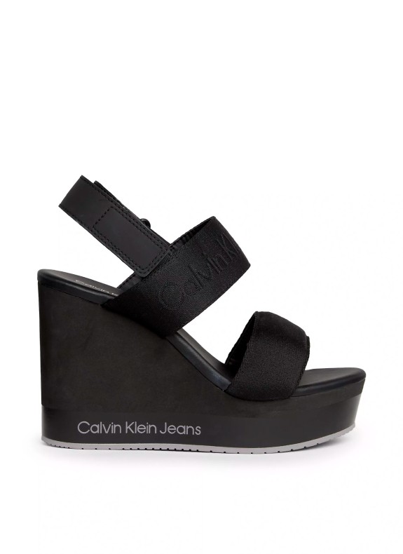Sandalias Calvin Klein Wedge Sandal Webbing In MR preto