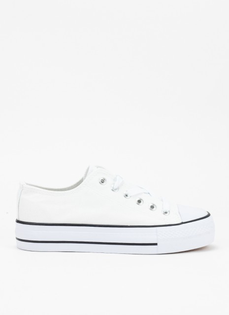 Zapatillas Keslem Plataforma Media Lona Branco