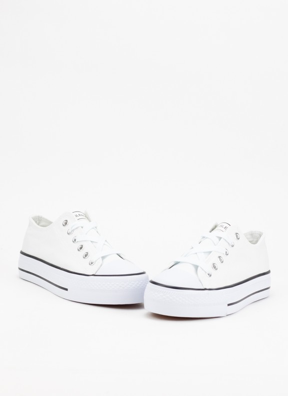 Baskets Keslem Plateforme Moyenne Toile blanc