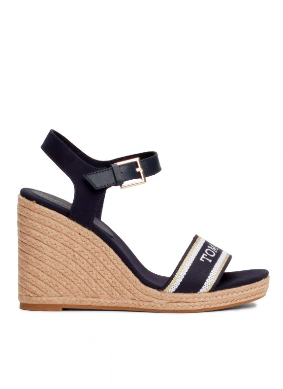 Sandalias Tommy Hilfiger Mono Webbing High Wedge Sandal marinho