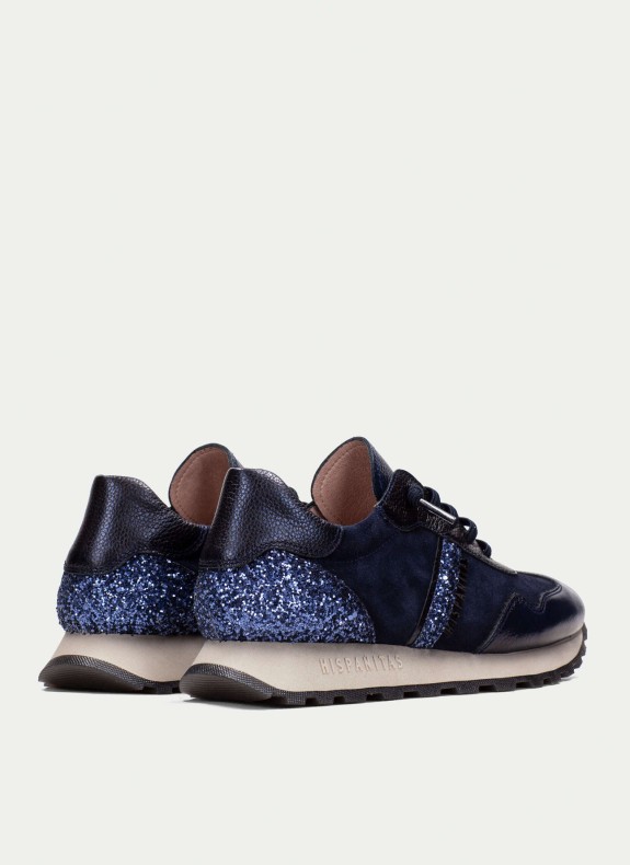 Spanische Velour marine Pantoffeln