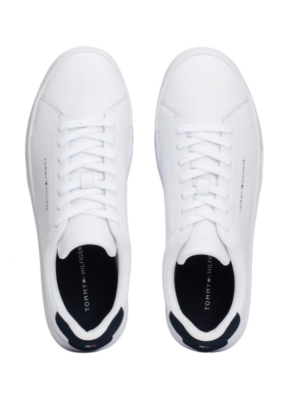 Zapatillas Tommy Hilfiger Th Court Leather Grain Ess Branco