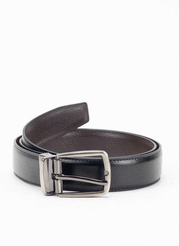 Ceinture Keslem Boucle Brillante Réversible noir et marron