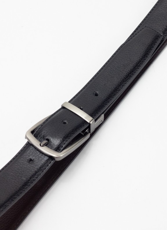 Ceinture Keslem Boucle Brillante Réversible noir et marron