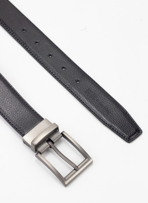 Ceinture Keslem Boucle Mate Réversible noir et marron