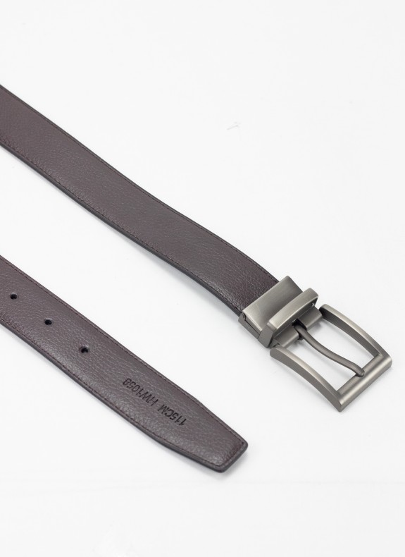 Ceinture Keslem Boucle Mate Réversible noir et marron