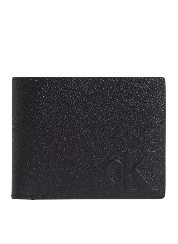 Portefeuille Calvin Klein Logo Emboss Bifod W/Coin/CC noir