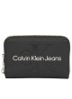 Portefeuille Calvin Klein Minimal Monogram Med Zip Around Mono noir