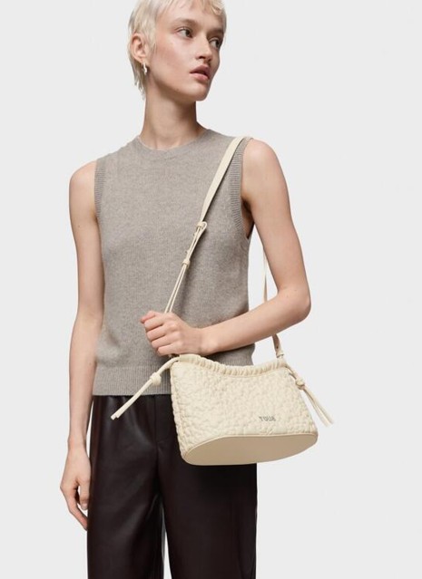 Sac bandoulière moyen Tous Puffy Bear beige