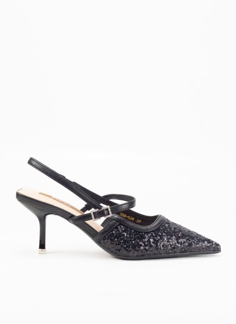 Zapato de Salão Deslonado com Tacón para mulher em Cor Preto