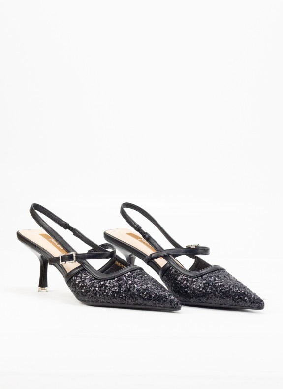 Escarpin décolleté avec talon pour femme en couleur noire