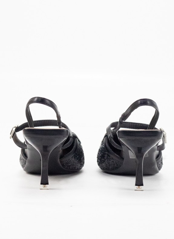 Escarpin décolleté avec talon pour femme en couleur noire