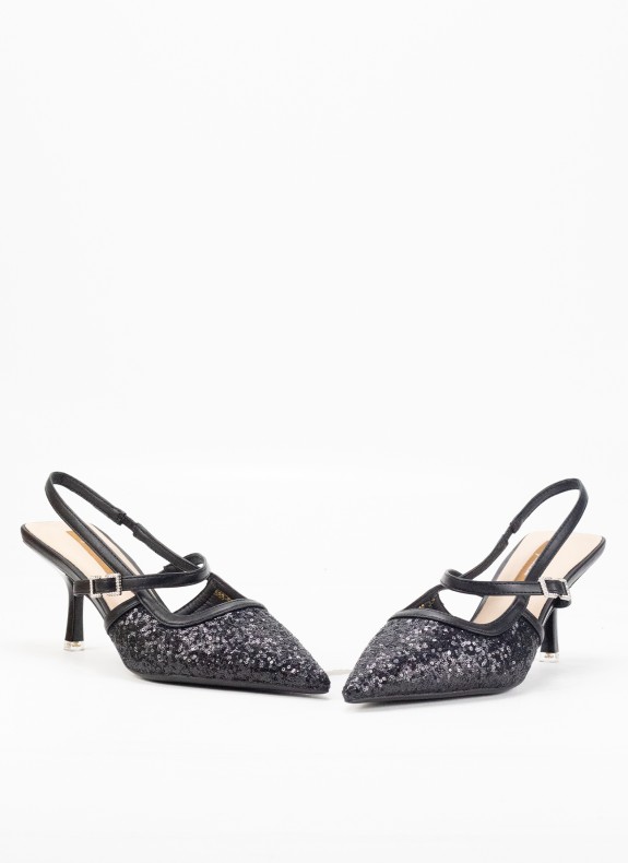 Zapato de Salão Deslonado com Tacón para mulher em Cor Preto