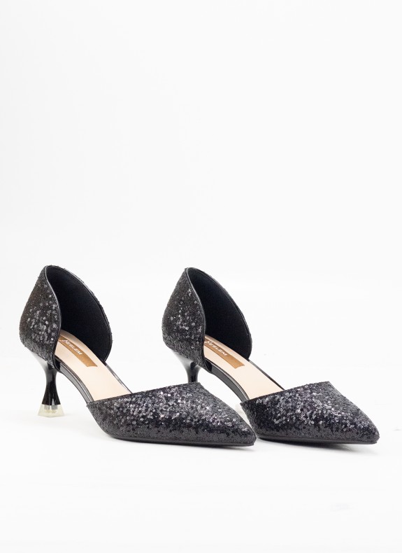 Zapato de Salão Deslonado para Mulher em Cor Preto