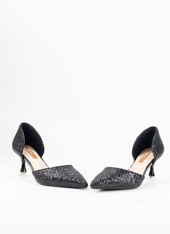 Zapato de Salão Deslonado para Mulher em Cor Preto