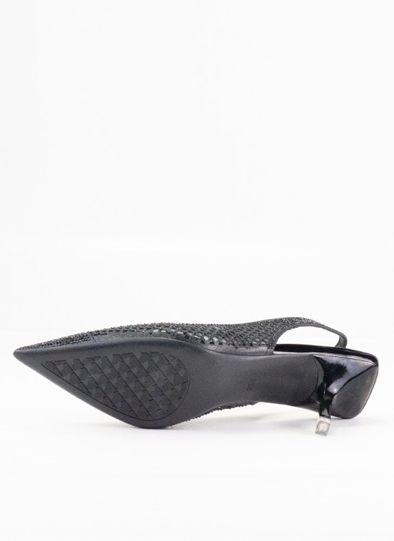 Escarpin avec Talon et Maille pour Femme en Couleur Noire