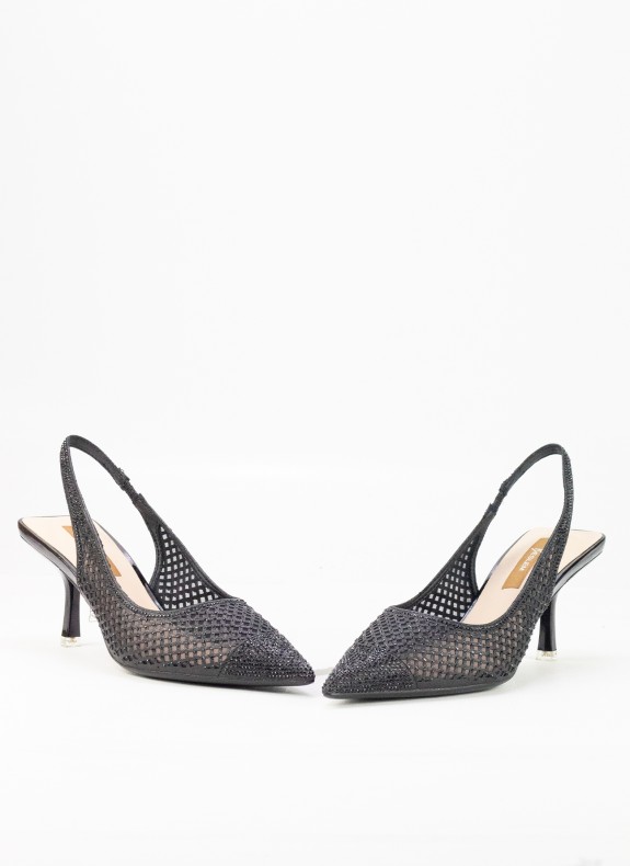 Zapato de Salão com Tacón e Rejilla para Mulher em Cor Preto