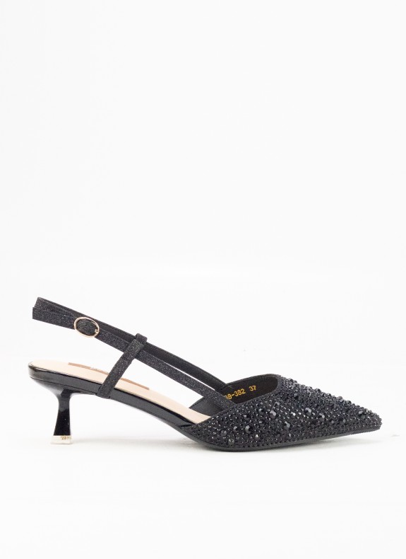 Sapatos de Salão Destalonado com Tacón para Mulher em Cor Preto