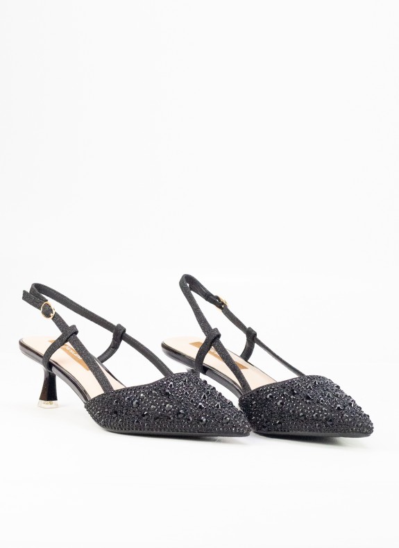 Sapatos de Salão Destalonado com Tacón para Mulher em Cor Preto