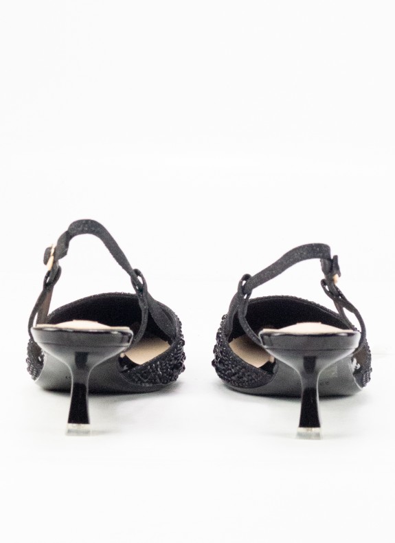 Escarpins ouverts à l'arrière avec talons pour femme en couleur noire