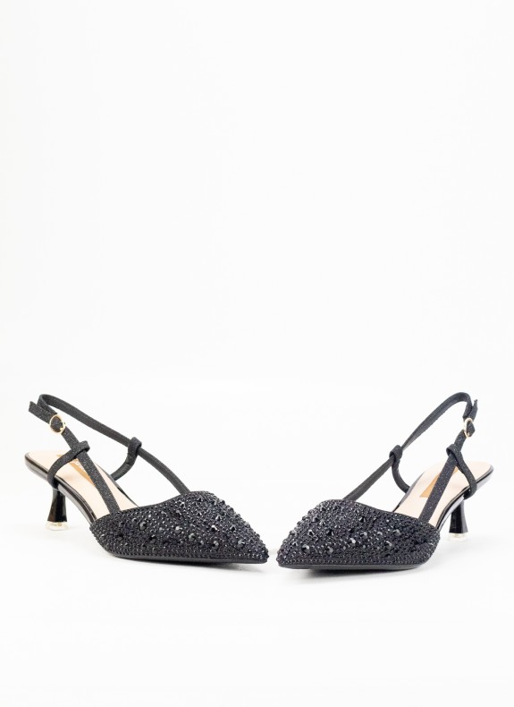 Escarpins ouverts à l'arrière avec talons pour femme en couleur noire