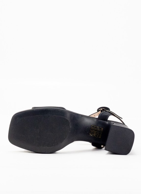 Sandale à Talon Noir pour Femme avec Boucle