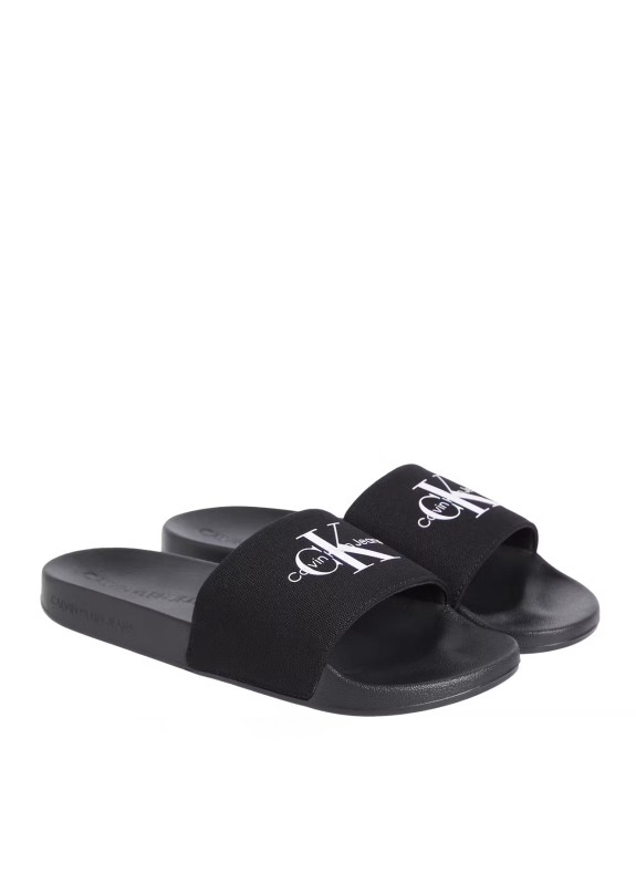 Claquettes Calvin Klein Slide Monogram CV noir