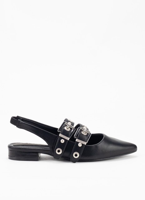 Chaussure ouverte à talons avec clous pour femme en couleur noire
