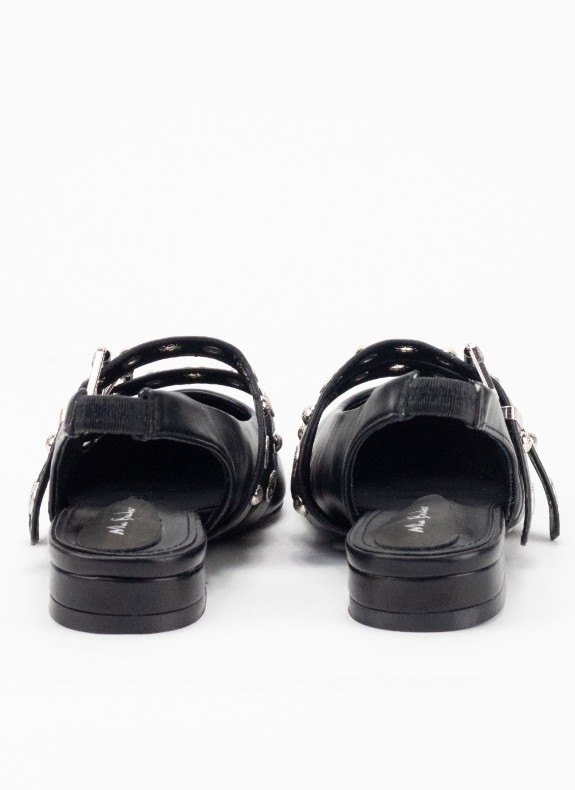 Zapato Destalonado com Tachuelas para Mulher em Cor Preto