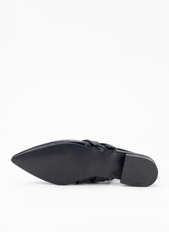 Zapato Destalonado com Tachuelas para Mulher em Cor Preto