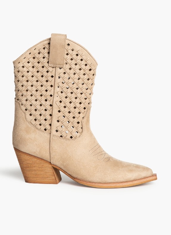 Botte à Talon avec Fermeture Éclair pour Femme en Couleur Sable