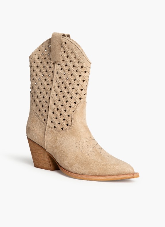 Botte à Talon avec Fermeture Éclair pour Femme en Couleur Sable