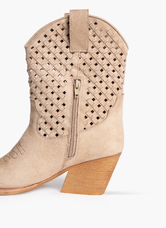 Botte à Talon avec Fermeture Éclair pour Femme en Couleur Sable