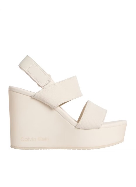 Sandale compensée Calvin Klein en toile beige