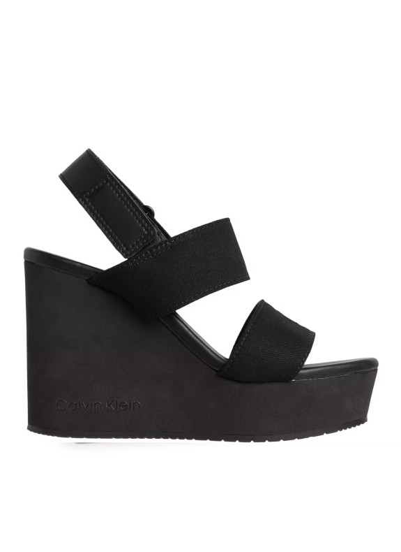 Sandale compensée Calvin Klein Webbing en noir