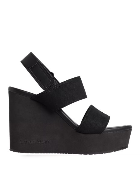 Sandale compensée Calvin Klein Webbing en noir