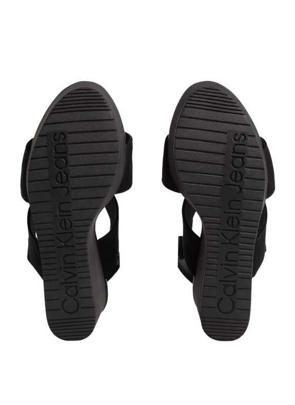 Sandale compensée Calvin Klein Webbing en noir