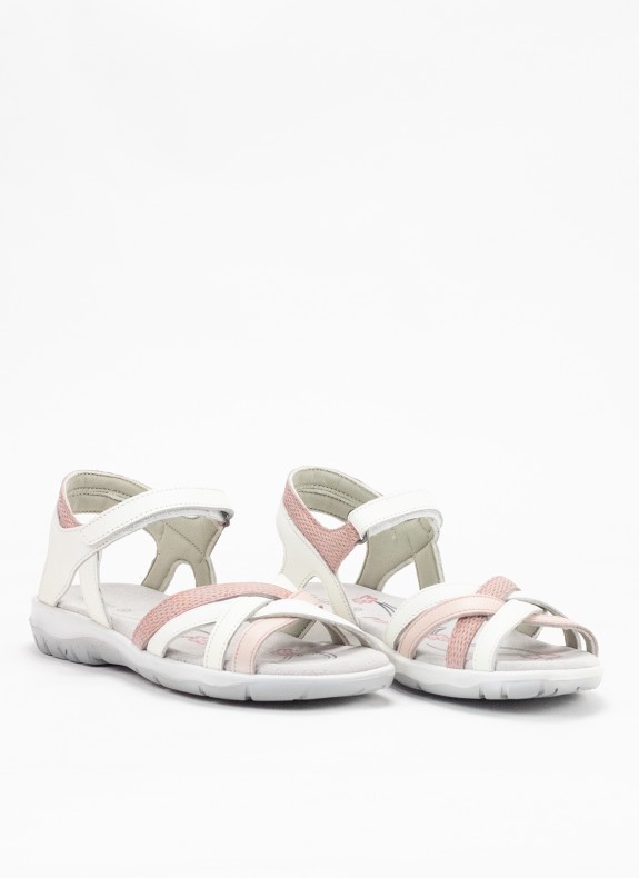 Pelle sportiva Sandalia per le donne in colore bianco