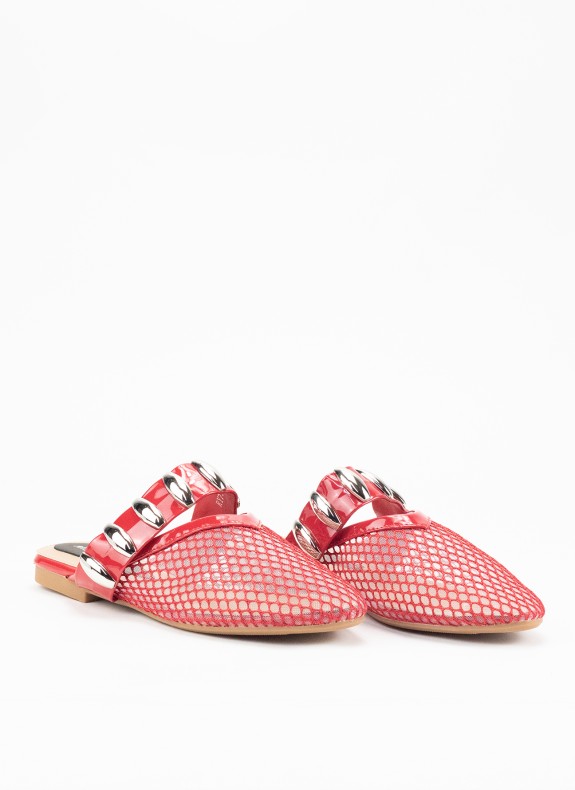 Zueco com Tachuelas para Mulher em Cor Vermelho