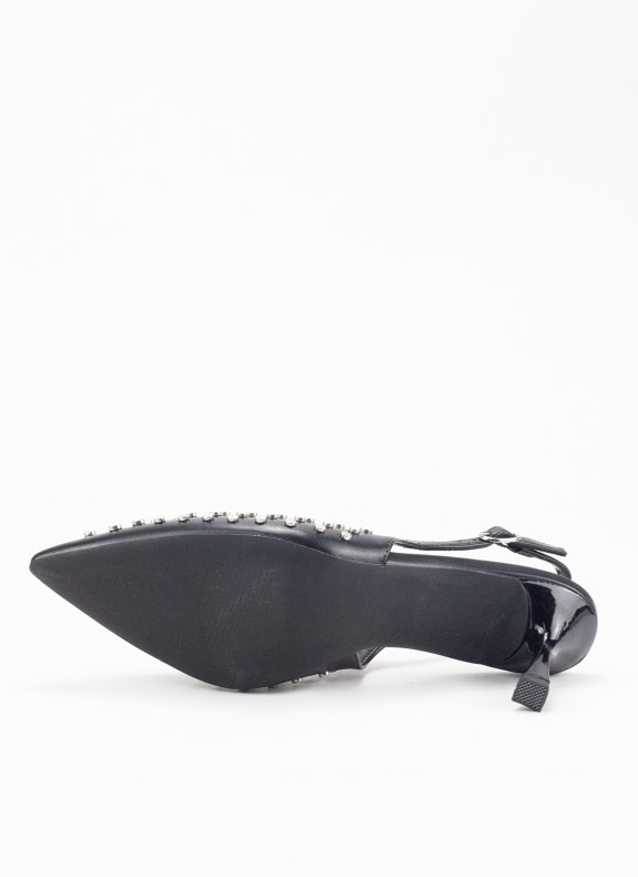 Zapato de Salón con Tachuelas y Tacón para Mujer Color Negro