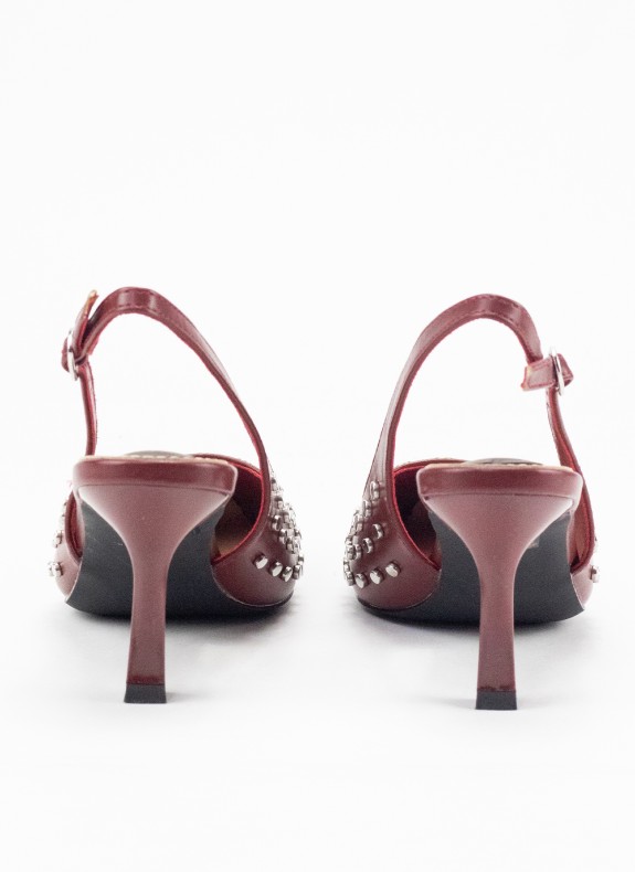 Escarpin à Clous et Talon pour Femme Couleur Bordeaux
