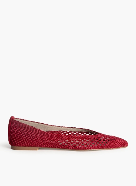 Ballerines en Tissu pour Femme en Couleur Rouge