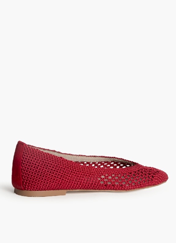 Ballerines en Tissu pour Femme en Couleur Rouge